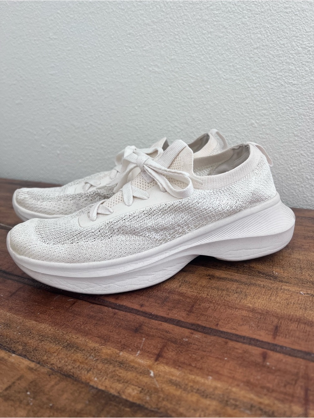 H&M Women's White Knit Lace-Up Sneakers